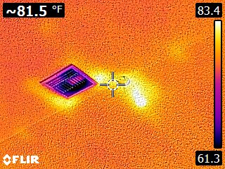 Thermal picture of a vent on the ceiling