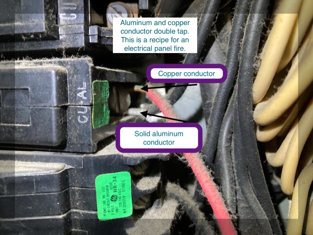 aluminum and copper double tap conductors in a breaker